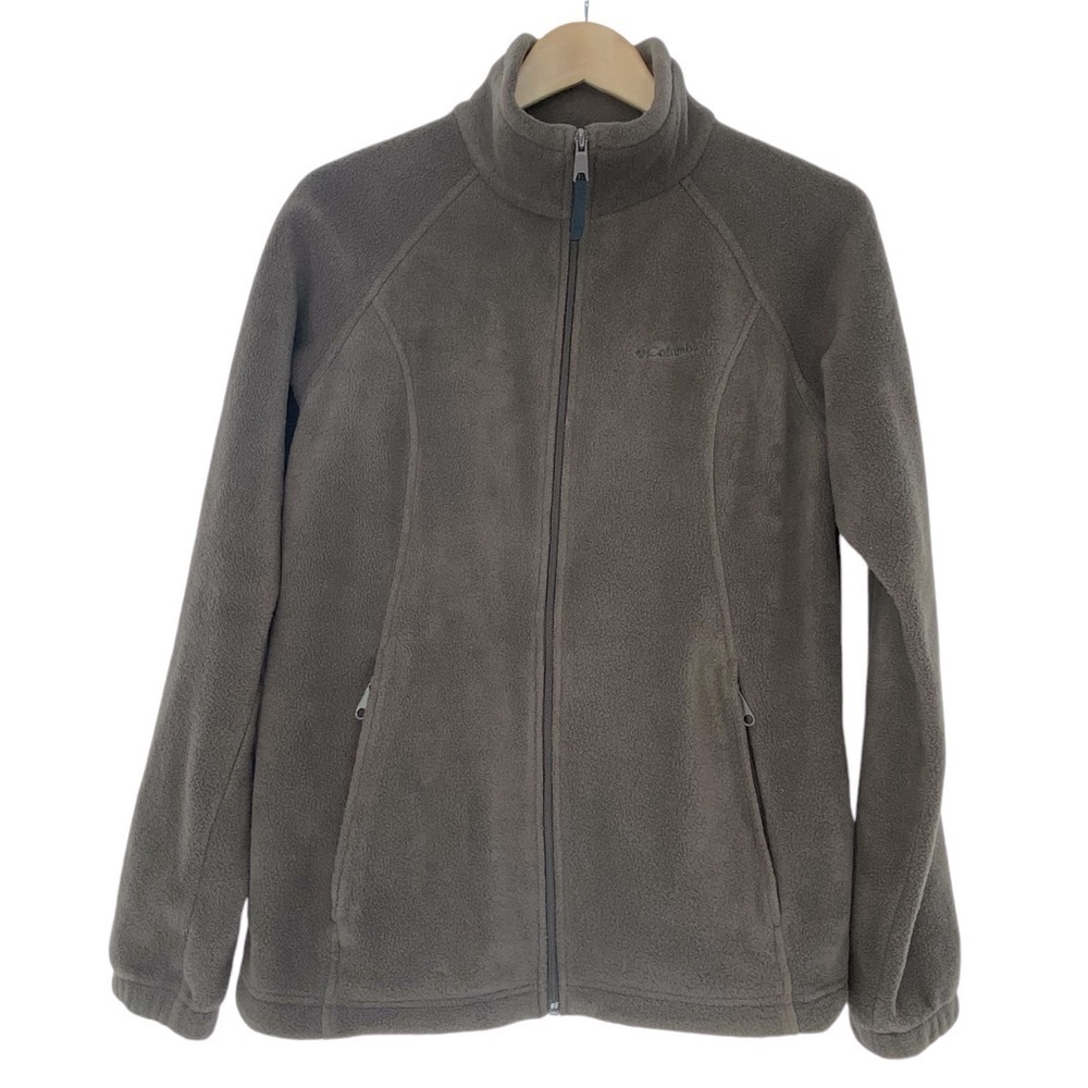 Columbia brown fleece zippered jacket with mock neck women's size large